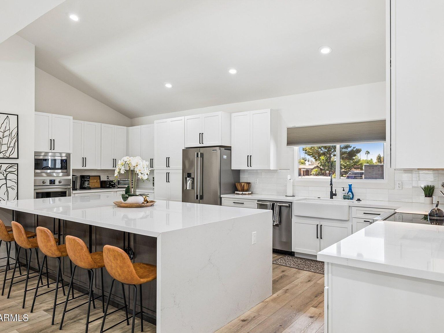 Chef's kitchen with oversized quartz island